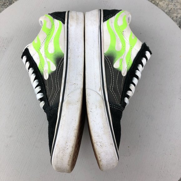 Vans Unisex 7M 8.5W Old Skool Flame Black Green Leather Low Top Lace-Up Sneakers - Picture 8 of 13
